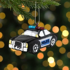 Best 5" Black Police Car Glass Christmas Ornament Occupations