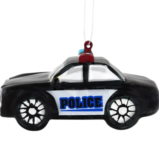 Best 5" Black Police Car Glass Christmas Ornament Occupations