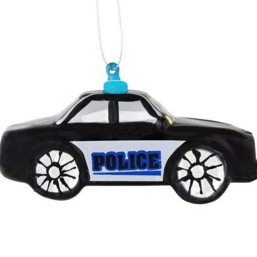 Best 5" Black Police Car Glass Christmas Ornament Occupations