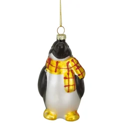 Online 3.75" Black, White, and Yellow Glass Penguin Christmas Ornament Animals