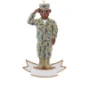Discount 4.25" Blue and Brown Army Uniformed Soldier Saluting Christmas Ornament Occupations