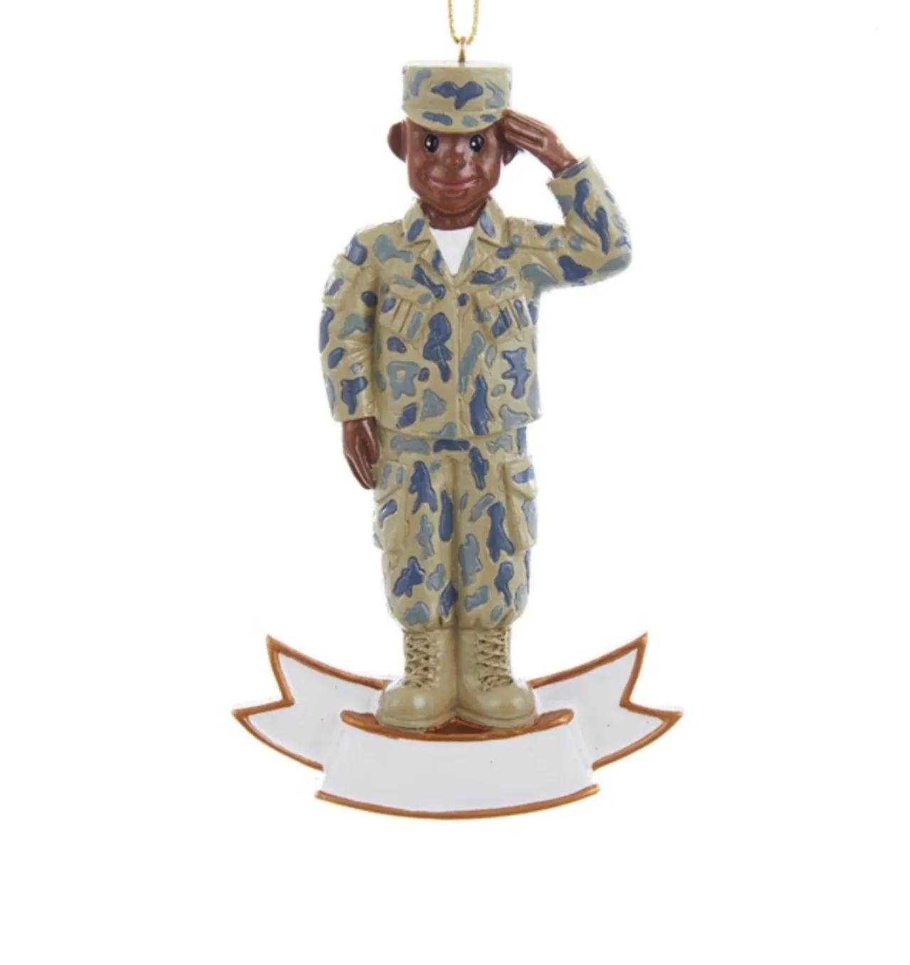 Discount 4.25" Blue and Brown Army Uniformed Soldier Saluting Christmas Ornament Occupations
