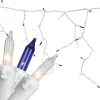 Hot 50 Blue and Clear Mini Window Curtain Icicle Christmas Lights - 2.6 ft White Wire Icicles