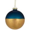 Outlet 3.5" Blue and Gold Glass Ball Christmas Ornament Glass|Ball Ornaments