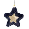 Clearance 5.5" Blue and Gold Plush Star Christmas Ornament Symbols