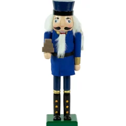 New 14" Blue and Gold Wooden Mail Carrier Christmas Nutcracker Nutcrackers