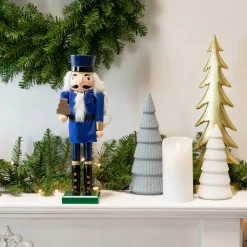 New 14" Blue and Gold Wooden Mail Carrier Christmas Nutcracker Nutcrackers