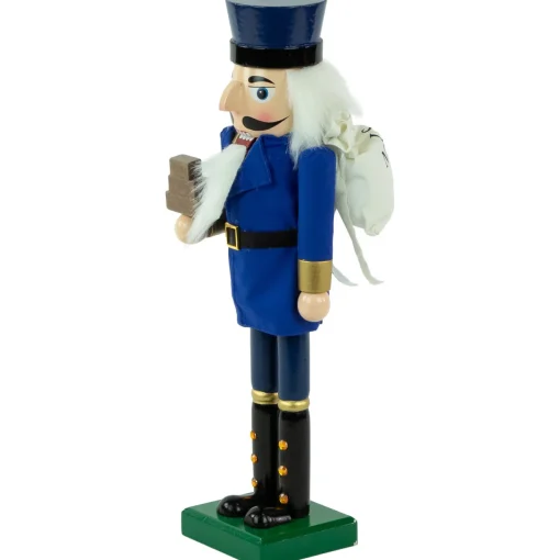 New 14" Blue and Gold Wooden Mail Carrier Christmas Nutcracker Nutcrackers