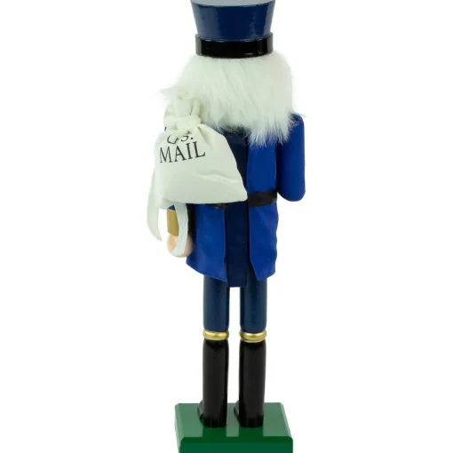 New 14" Blue and Gold Wooden Mail Carrier Christmas Nutcracker Nutcrackers
