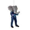 4.5" Blue and Gray Elephant Boxer in Suit Christmas Ornament Animals