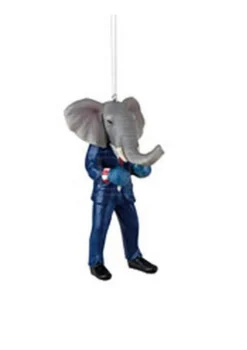 4.5" Blue and Gray Elephant Boxer in Suit Christmas Ornament Animals