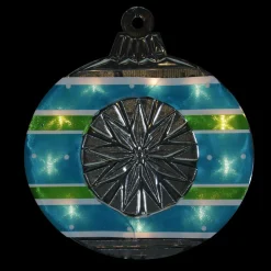 Outlet 15.5" Blue and Green Lighted Christmas Ornament Window Silhouette Window
