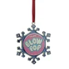 Online 3.25" Blue and Pink Candy Logo Snowflake Christmas Ornament Food & Beverage