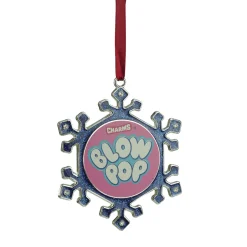 Online 3.25" Blue and Pink Candy Logo Snowflake Christmas Ornament Food & Beverage