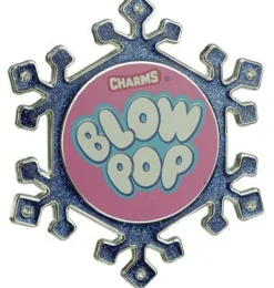 Online 3.25" Blue and Pink Candy Logo Snowflake Christmas Ornament Food & Beverage