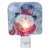 Outlet 4" Blue and Red Glass Snowman Christmas Night Light Night Lights