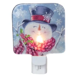 Outlet 4" Blue and Red Glass Snowman Christmas Night Light Night Lights