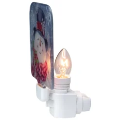 Outlet 4" Blue and Red Glass Snowman Christmas Night Light Night Lights