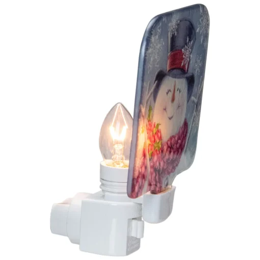 Outlet 4" Blue and Red Glass Snowman Christmas Night Light Night Lights