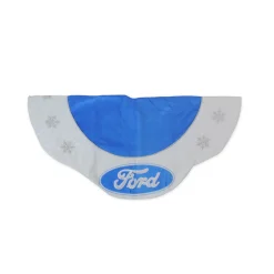Sale 45.5" Blue and White Ford Scalloped Christmas Tree Skirt Cloth|Metal