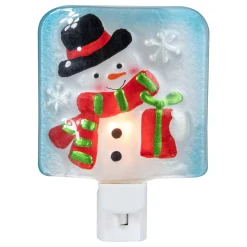 Outlet 6" Blue and White Glass Snowman Christmas Night Light Night Lights