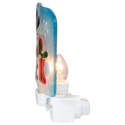 Outlet 6" Blue and White Glass Snowman Christmas Night Light Night Lights