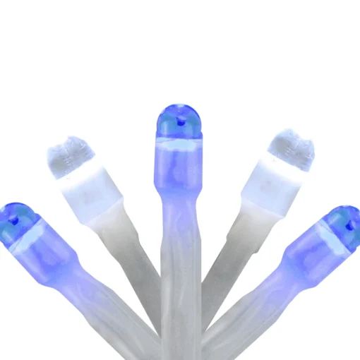Best 150 Blue and White LED Swag Christmas Lights - 7.5 ft White Wire Led