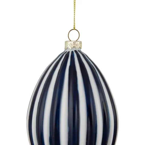 Outlet 5.75" Blue and White Striped Finial Glass Christmas Ornament Finials|Pendants