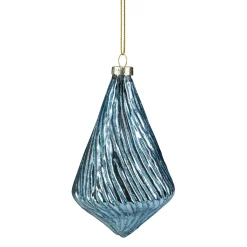 Outlet 4.75" Blue Glitter Swirl Glass Christmas Pendant Ornament Finials|Pendants