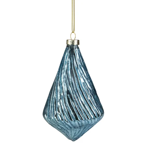 Outlet 4.75" Blue Glitter Swirl Glass Christmas Pendant Ornament Finials|Pendants