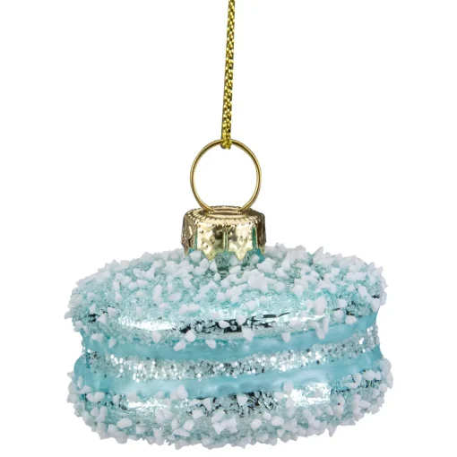 Sale 2" Blue Macaroon with Sugar Glass Christmas Ornament Food & Beverage