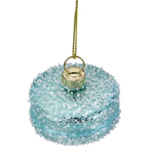 Sale 2" Blue Macaroon with Sugar Glass Christmas Ornament Food & Beverage