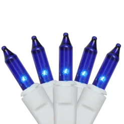 Clearance 50 Blue Mini Window Curtain Icicle Christmas Lights - 2.6 ft White Wire Icicles