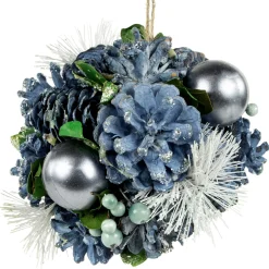 Outlet 5.5" Blue Pinecone and Pine Needle Christmas Ball Ornament Novelty