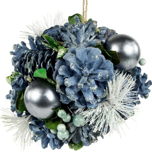 Outlet 5.5" Blue Pinecone and Pine Needle Christmas Ball Ornament Novelty