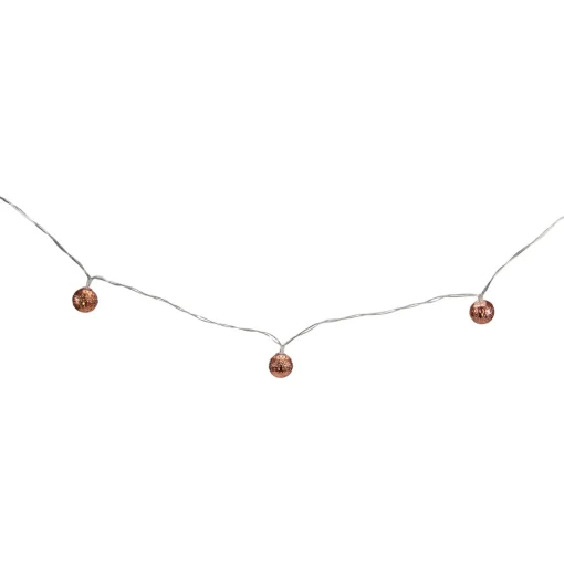 Best 10 B/O LED Warm White Rose Gold Metal Ball Christmas Lights - 6.25' Clear Wire Battery Operated