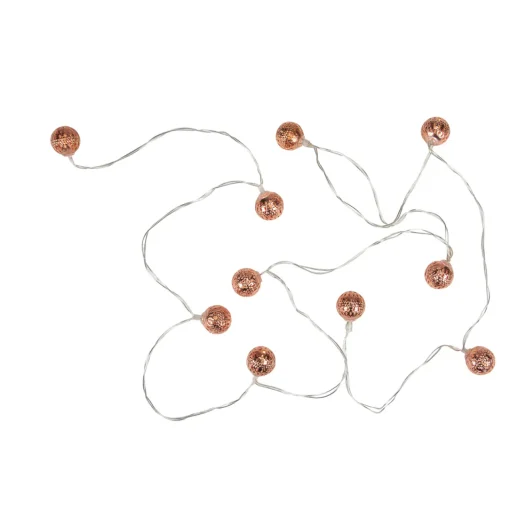 Best 10 B/O LED Warm White Rose Gold Metal Ball Christmas Lights - 6.25' Clear Wire Battery Operated