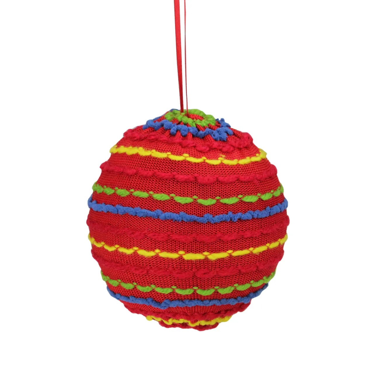 Online 4.25" Bohemian Multicolor Knitted Christmas Ball Ornament Glass|Ball Ornaments