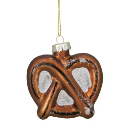 Outlet 2.75" Bronze and White Holiday Collections Salted Pretzel Glass Christmas Ornament Food & Beverage