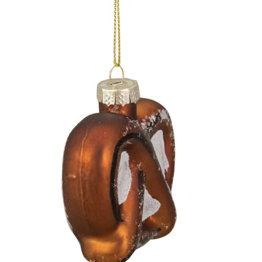 Outlet 2.75" Bronze and White Holiday Collections Salted Pretzel Glass Christmas Ornament Food & Beverage