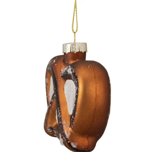 Outlet 2.75" Bronze and White Holiday Collections Salted Pretzel Glass Christmas Ornament Food & Beverage