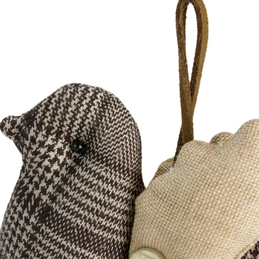 Online 8" Brown and Beige Houndstooth Plaid Bird Christmas Ornament Animals
