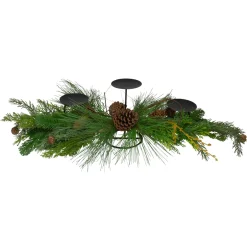 Outlet 32" Brown and Green Artificial Pine Cone and Pine Needle Christmas Candle Holder Candle Holders