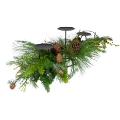 Outlet 32" Brown and Green Artificial Pine Cone and Pine Needle Christmas Candle Holder Candle Holders