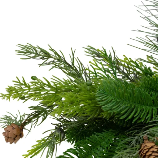 Outlet 32" Brown and Green Artificial Pine Cone and Pine Needle Christmas Candle Holder Candle Holders