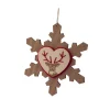6.75" Brown and Red Rustic Craft Snowflake with Reindeer Christmas Ornament Icicles|Snowflakes