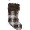 18" Brown and White Buffalo Plaid Christmas Stocking Stockings