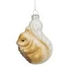 3.75" Brown and White Glass Squirrel with Nut Christmas Ornament Animals