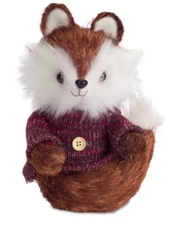 Clearance 9" Brown and White Mr. Fox Wearing Knit Sweater Christmas Decoration Animals