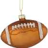 Clearance 3.5" Brown Football Glittered Glass Christmas Ornament Sports